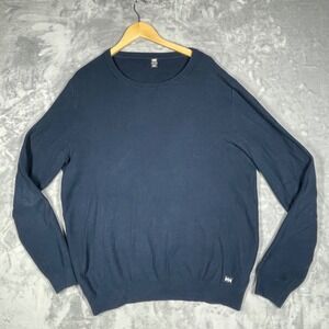 Helly Hansen Mens 2XL Navy Blue 100% Organic Cotton Crewneck Sweater 34055